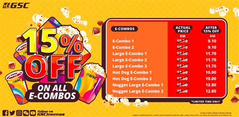 The seats are available at 14 gsc locations: GSC Offers 15% Off ALL e-Combos - Megasales