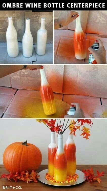 Candy Corn Centerpiece Fall Decor Diy Wine Bottle