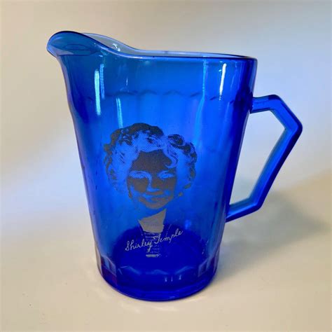 Vintage Hazel Atlas Shirley Temple Ritz Blue Glass Creamer Pitcher Etsy
