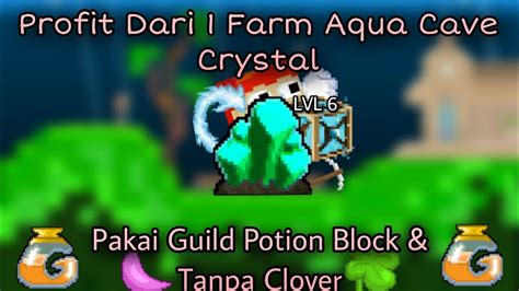 Berapa Profit 1 Farm Aqua Cave Crystal Menggunakan Full Buff Set Ances Blue Level 6 Growtopia