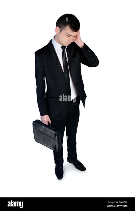 Isolated Sad Business Man With Suitcase Stock Photo Alamy