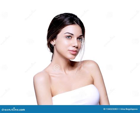 Beauty Skin Care Woman Face Portrait With Healthy Skin And Hair