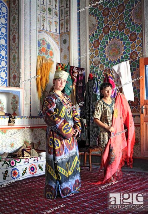 Woman Women Uzbek Traditional Costume Bukhara Uzbekistan Central Asia Islam Islamic