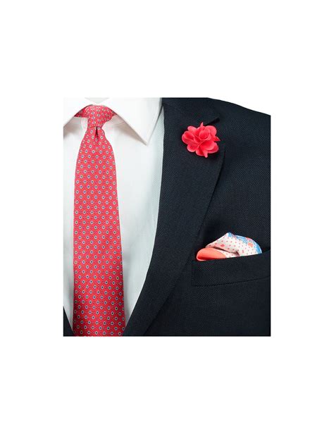 Mens Coral Silk Flower Lapel Pin Hawes And Curtis