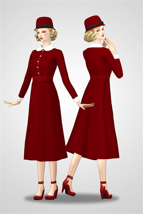 Lonelyboy Ts4 Vintage One Piece Dress Sims 4 Dresses One Piece