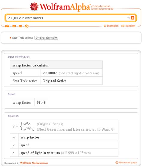 Star Trek Warp Factor Chart
