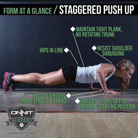 Form At A Glance Staggered Push Ups Gym Workout Tips Push Up