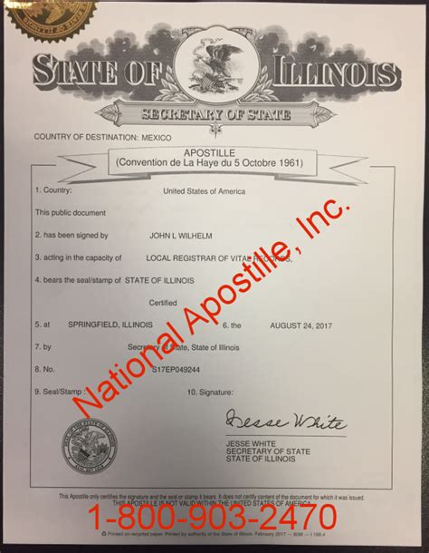 However in some cases, for instance. Illinois Apostille Example