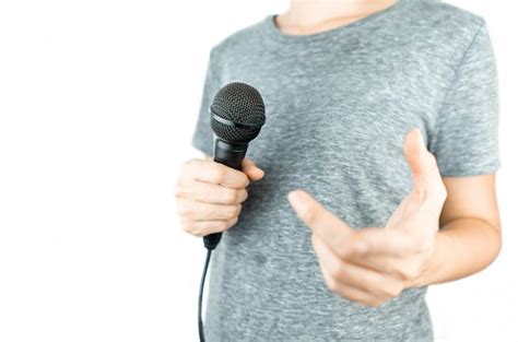 Premium Photo Business People Holding Microphone Isolated