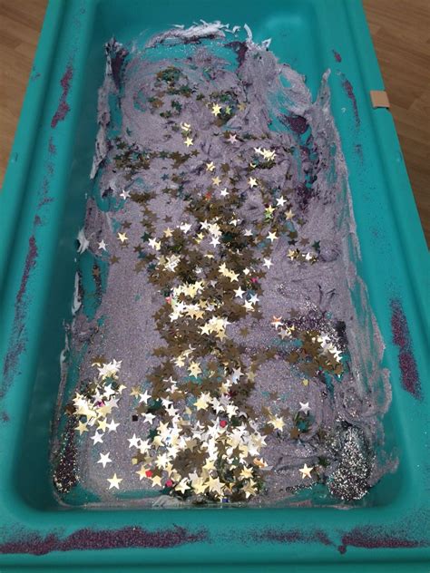 Safe sand company's play sand isn't bleached or dyed. Space dust messy play! Sand, shaving foam, sequins and ...
