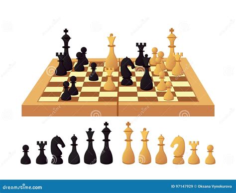 Vector Chess Board And Pieces Stock Vector Illustration Of Isolated