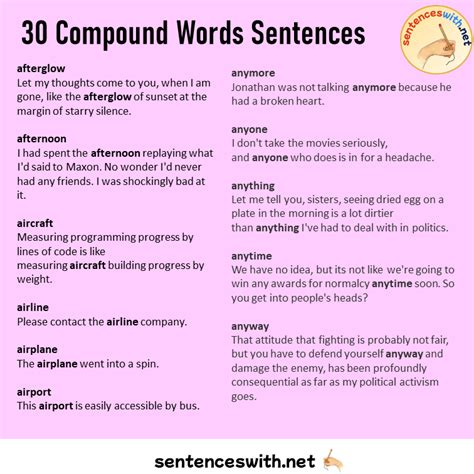 30 Compound Words Sentences Compound Words List In A Sentences