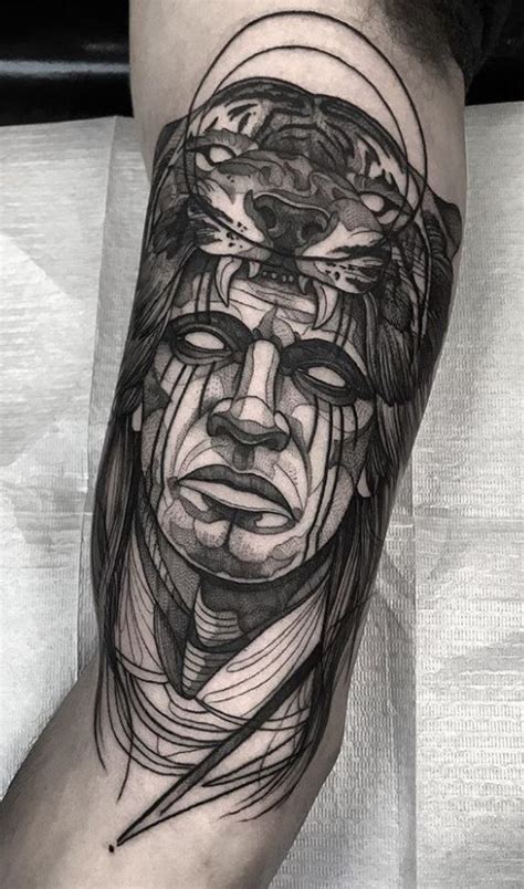 Remove the clear top sheet and place the tattoo on your skin. Tiger Shaman Tattoo | Grey tattoo, Tattoos, Sketch style ...