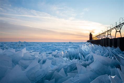 Surreal Ice Formations Give Lake Michigan Appearance Of Being Covered