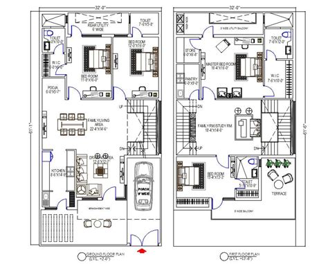 BHK House Storey Floor Layout Plan AutoCAD Drawing Cadbull Designinte Com