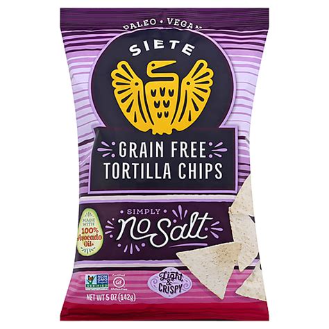siete grain free simply no salt tortilla chips 5 oz snacks chips