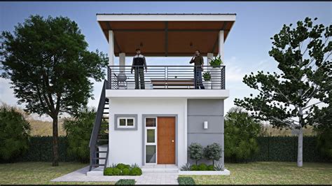 Tiny House Design W Roof Deck 25 X 5meters 125 Sqm 135 Sqft