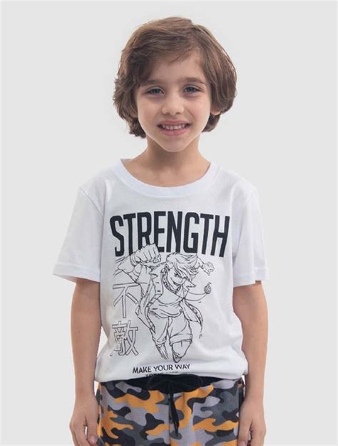 Camiseta Infantil Masculina Strength Branco