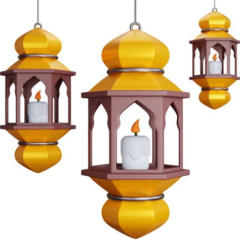 3d Rendering Three Lamp Lanterns Ramadan Isolated 19817653 Png
