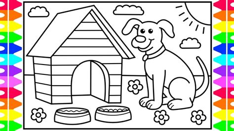 How To Draw A Dog For Kids 💚💙🐶dog Drawing For Kids Dog Coloring Pages