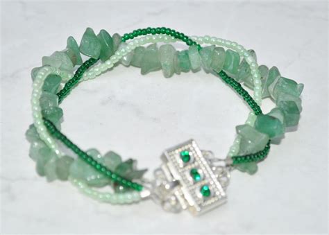 Green And Silver Semi Precious Stone Bracelet Semi Precious Stone