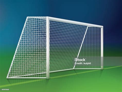 Soccer Goal Post With Net Side View Stok Vektör Sanatı And Gol‘nin Daha
