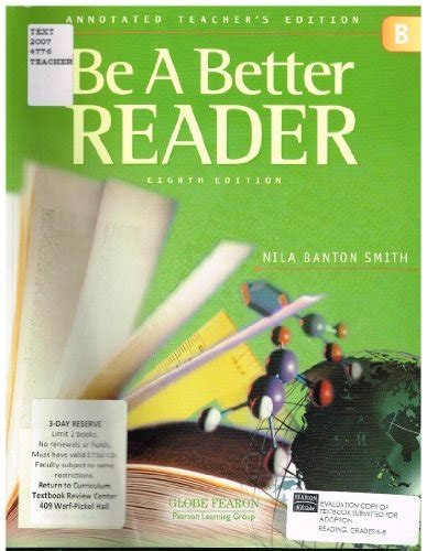 Globe Fearon Be A Better Reader Level B Annotated Teacher Edition 2003c