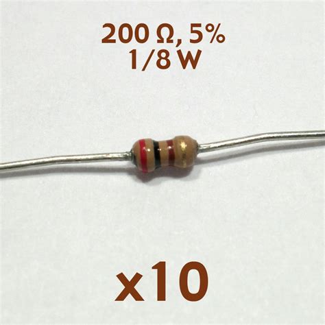 200 Ohm 5 18 Watt Axial Resistor 10 Pcs Nos