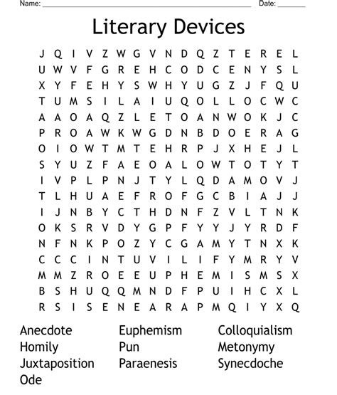 Literary Devices Word Search Wordmint
