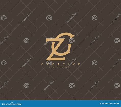 Elegant Zg Letter Linked Monogram Logo Design Stock Vector