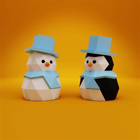 Papercraft 3d Christmas Snowman Diy Low Poly Paper Crafts Xmass Decor