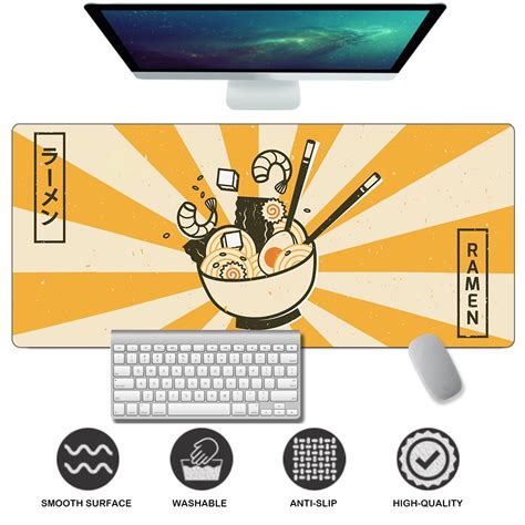 Retro Japanese Desk Mat Ramen Mousepad Xl Extra Large Gaming Mouse