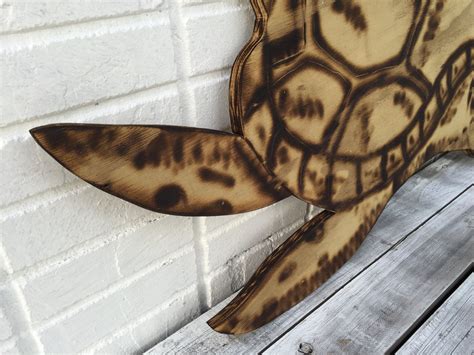 Large Wooden Turtle Beach House Decor Turtle Wall Art Gift Etsy