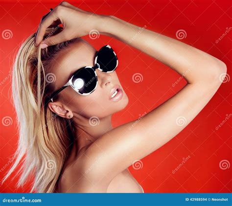 Attractive Blonde Beauty In Sunglasses Stock Photo Image Of Face