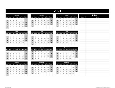 All calendar templates files are printable & blank & macro free. Calendar 2021 Excel Templates, Printable PDFs & Images ...