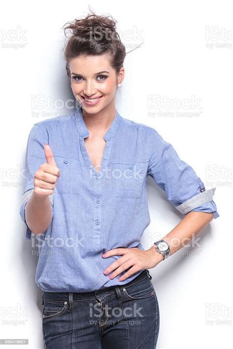 Fashion Woman Showing The Thumbs Up Gesture Stock Photo Download