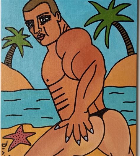 Gay Art Muscle Handsome Mexican Male Original Oil Painting Oxana Diaz My XXX Hot Girl
