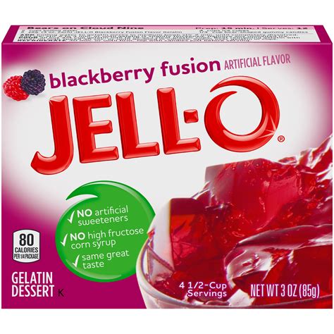 Jell O Blackberry Fusion Gelatin Dessert Mix 3 Oz Box