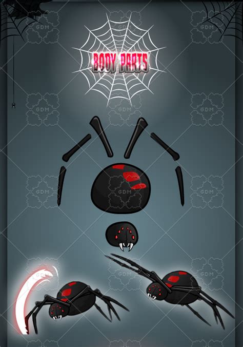 Giant Black Widow Spider Sprites Gamedev Market