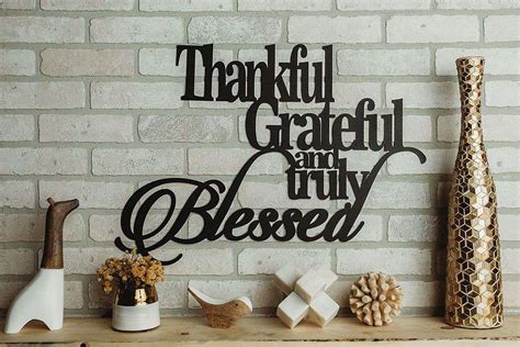 Thankful Grateful And Truly Blessed Metal Sign Christian Wall Art