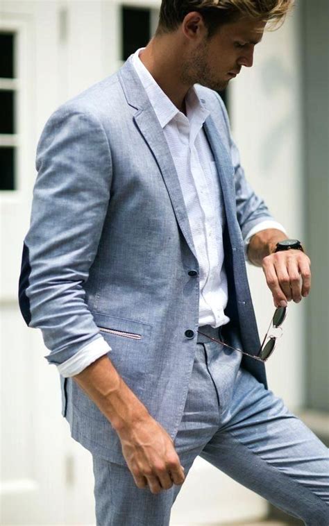 2018 Smoking Blue Linen Men Suit Classic Summer Jacket Men Suits For