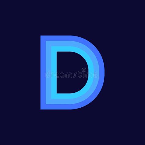 Vector Logo Letter D Blue Glowing Stock Vector Illustration Of