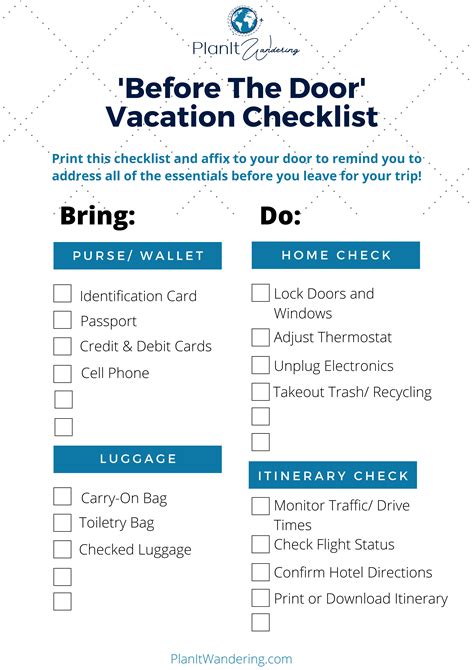 Last Minute Vacation Prep Checklist Vacation Checklist Last Minute