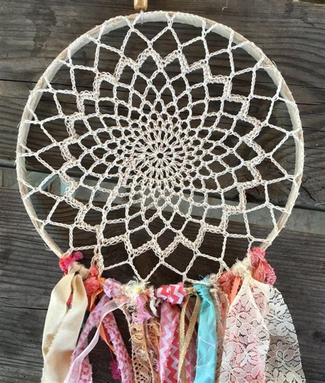 Dream Catcher One Boho Style Coral And Aqua Dreamcatcher Baby Etsy