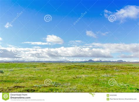 Beautiful Icelandic Landscape With Mountains Sky And Clouds Stock