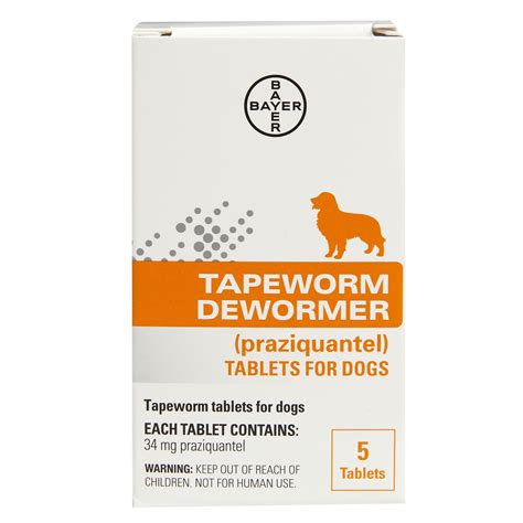 Bayer Tapeworm Dewormer Prazquantel Tablets For Dogs 5 Tablets