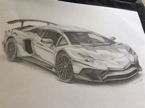 Pencil Drawing Of A Lamborghini Aventador Oc Rsketches