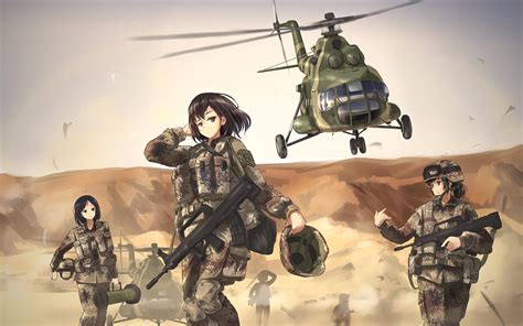 Wallpaper Women Anime Girls Weapon Aircraft Soldier