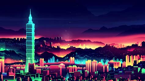 Aesthetic City At The Night Live Wallpaper