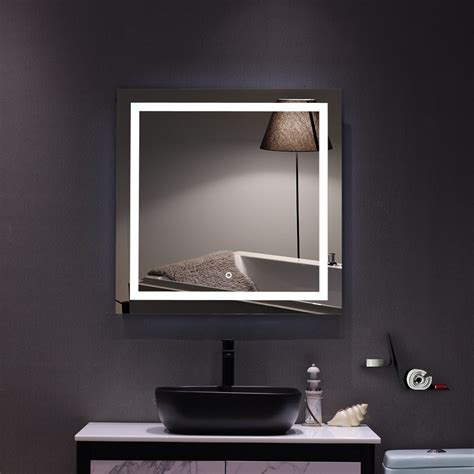 Ktaxon 32x 32 Led Wall Mounted Mirror Polished Edge Silver Backed Illuminated Frosted Bathroom